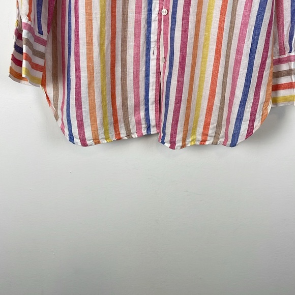 Talbots Linen Boyfriend Shirt Button Down Womens XL Multicolor Classic Blouse - Picture 3 of 9